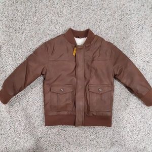 Brown Leather Little Boys Jacket